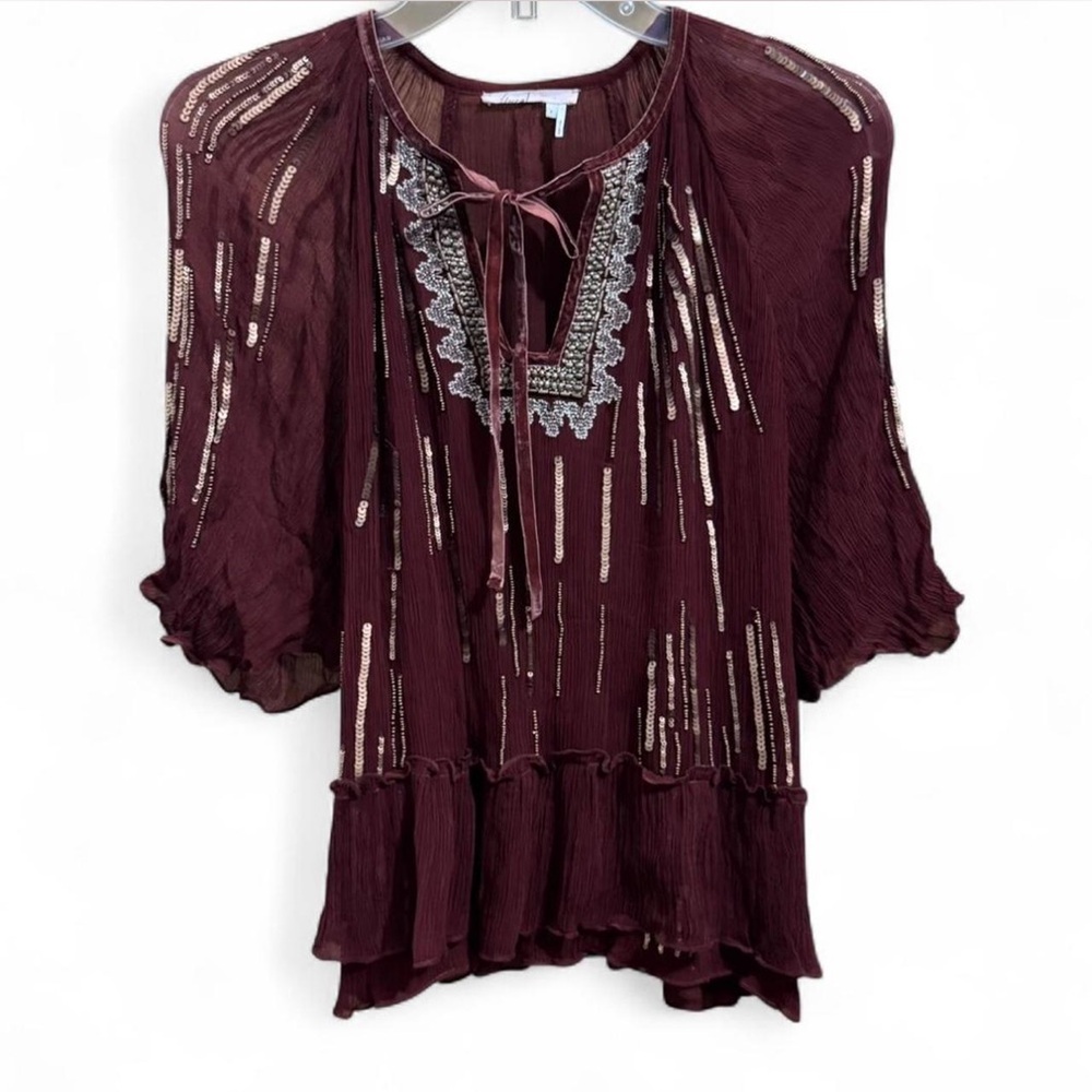 Embellished Burgundy Blouse